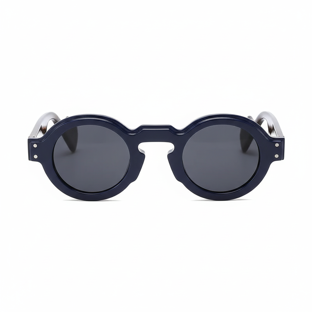 Óculos azul e tartaruga vista frontal