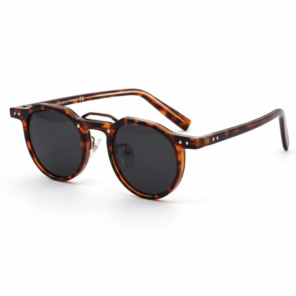 Óculos tartaruga com detalhe prateado - fundo branco